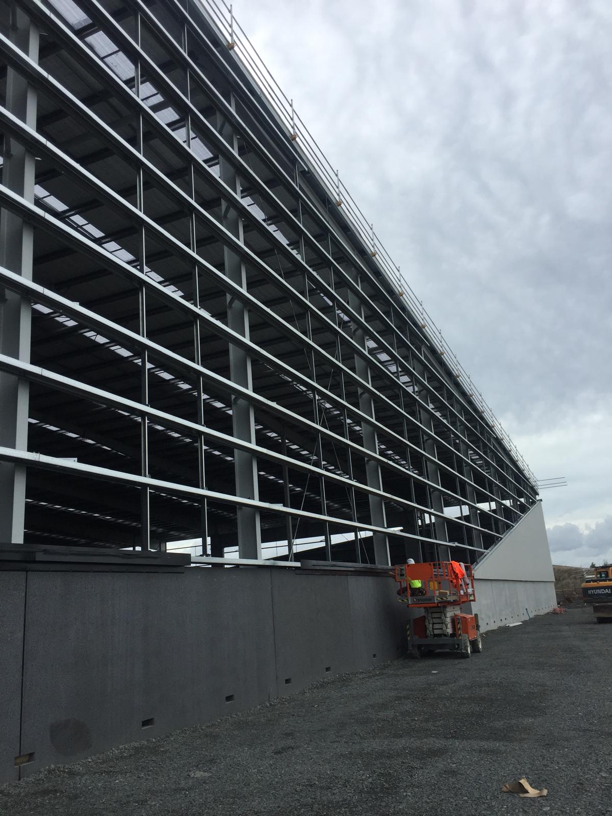 Structural steel frame during a commercial build